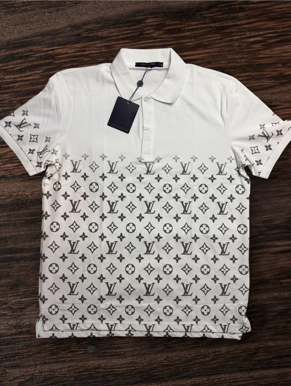 Louis Vuitton Monogram Gradient Polo Shirt White/Grey - X-Large